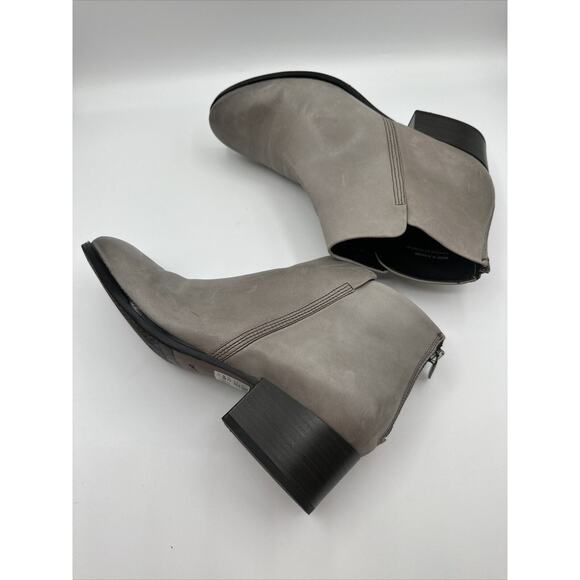 Clarks Elvina Dawn Gray Taupe Soft Leather Distress Booties 10 Western 20-01 - Picture 8 of 10